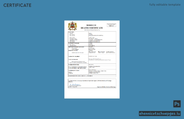 Marokkanische Personenstandsurkunde (Sterbeurkunde) – Beispiel als Word- und PDF-Datei
